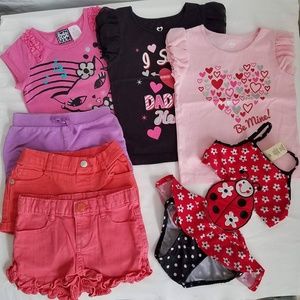 summer lot girl size 3T swim shorts shirts